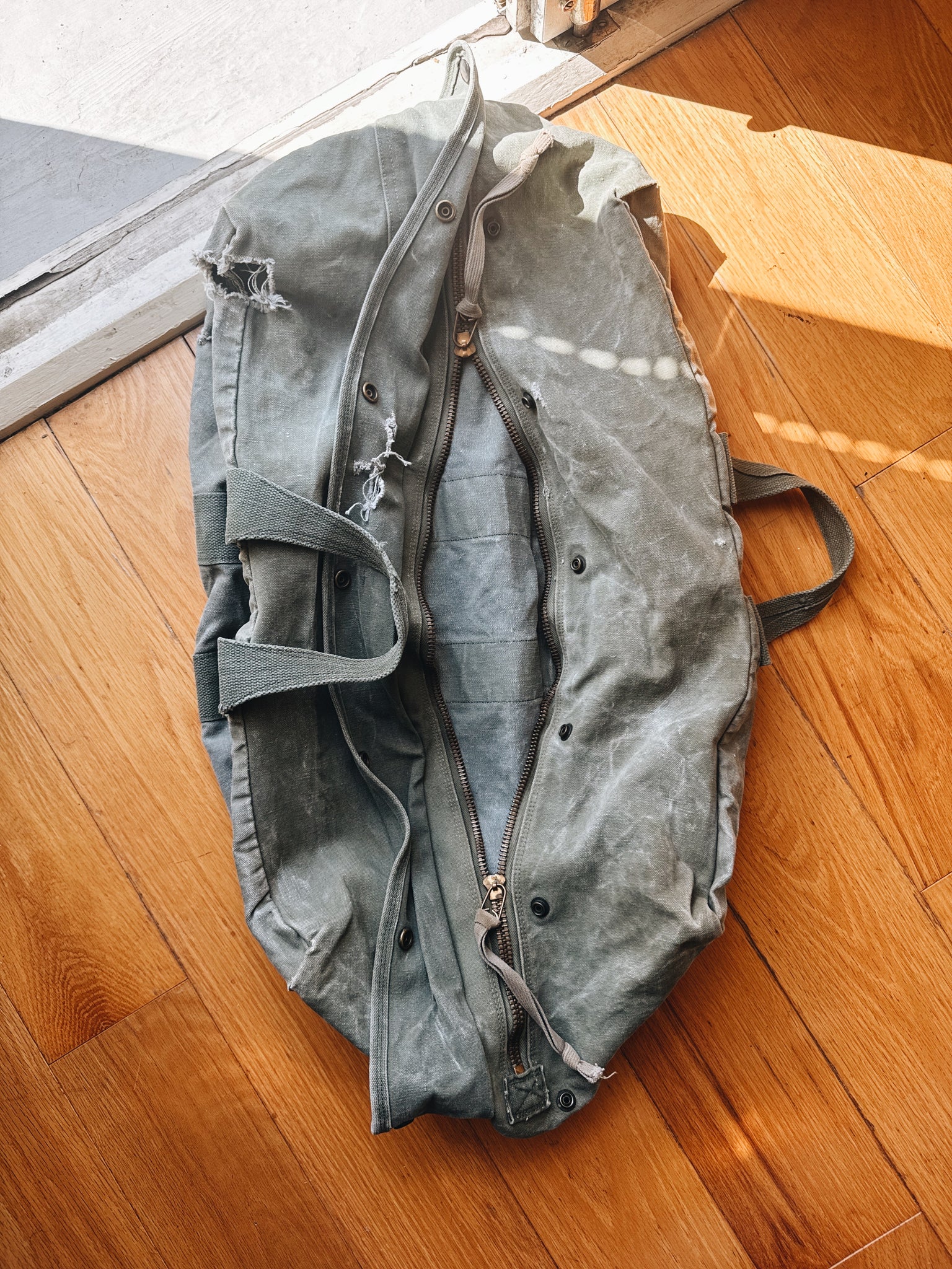 Custom Hand Drawn Bag: Vintage Army Duffel