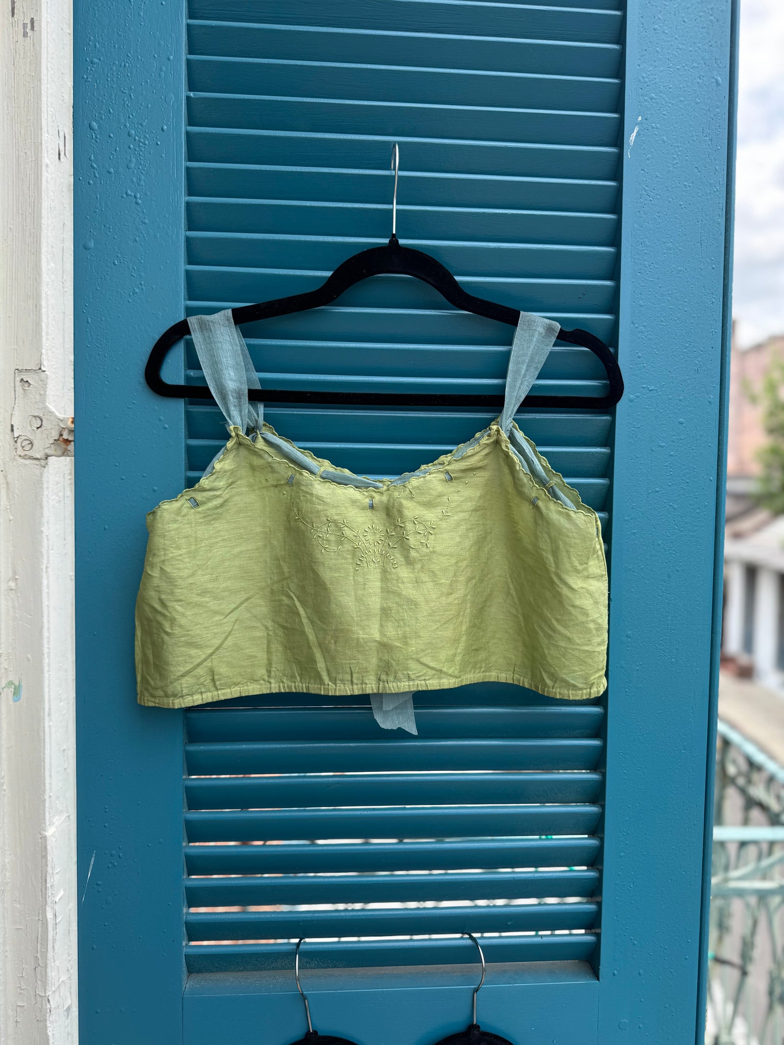 Green Edwardian Top with Ribbon Trim