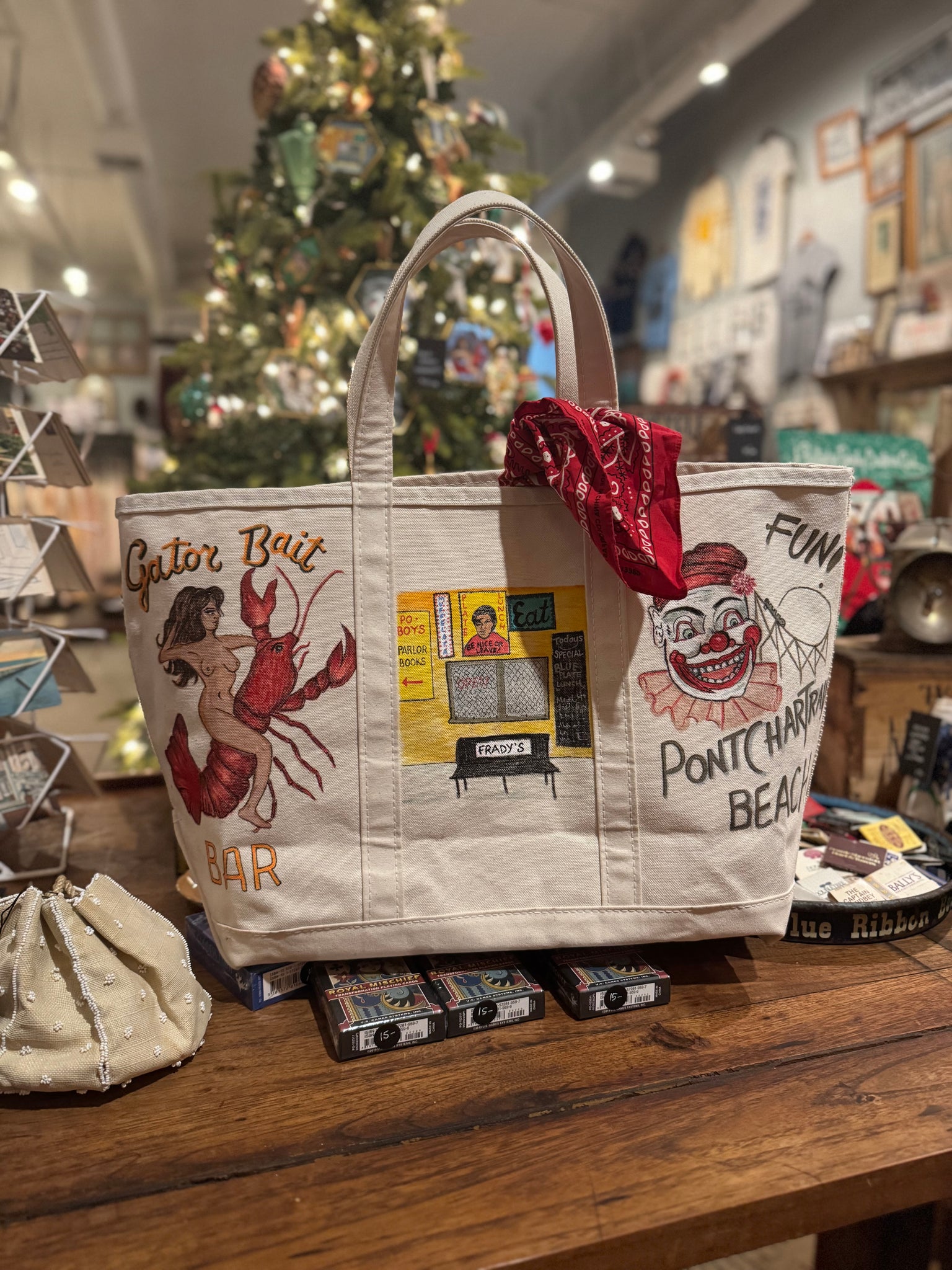Hand Drawn Bag: Vintage LL Bean Boat & Tote