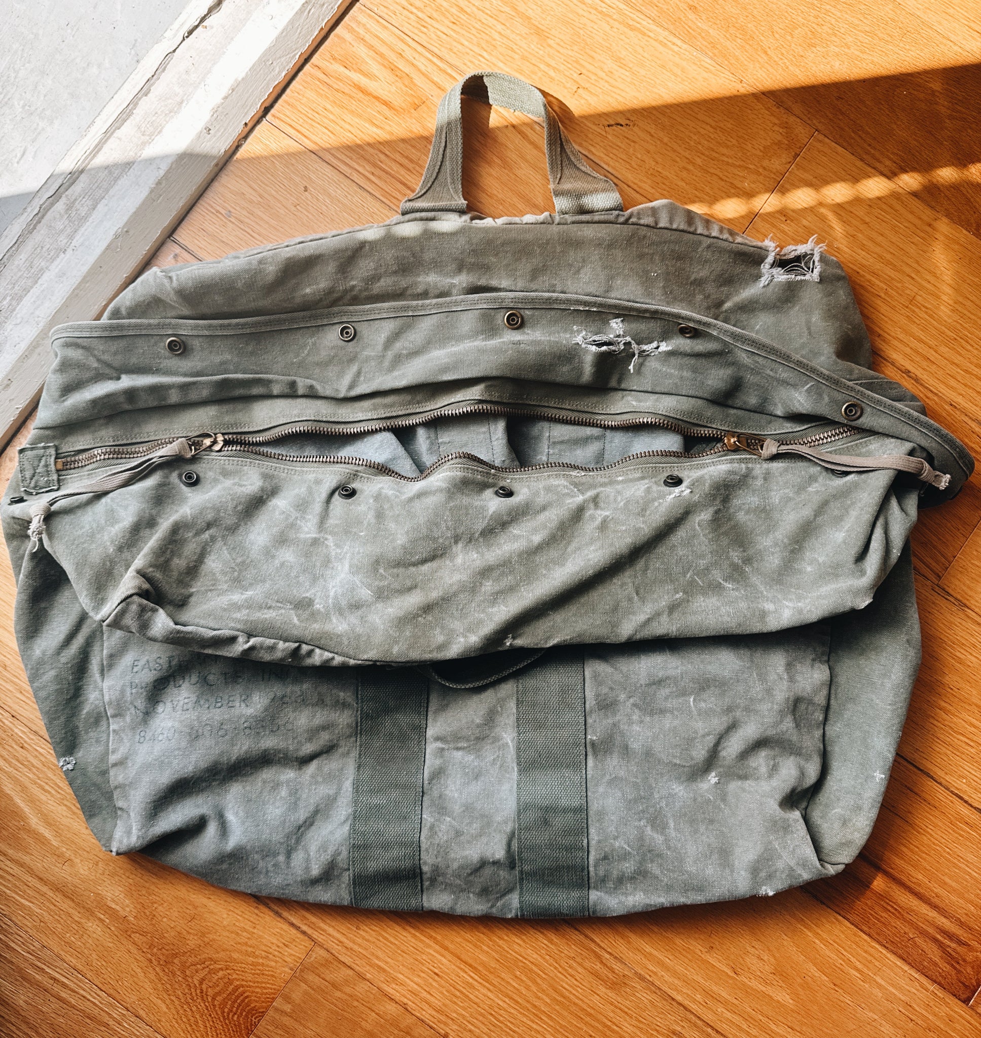 Custom Hand Drawn Bag: Vintage Army Duffel