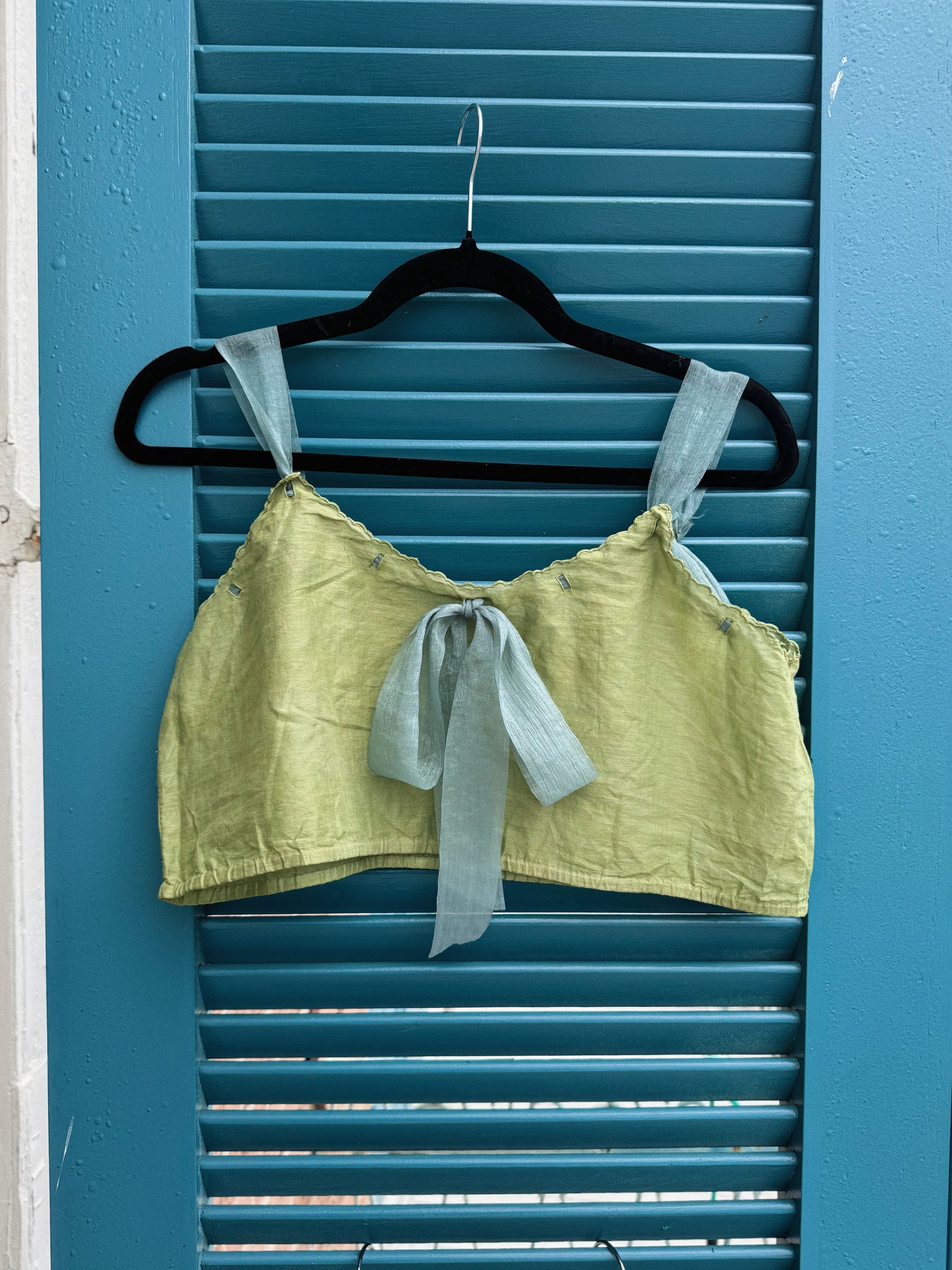 Green Edwardian Top with Ribbon Trim