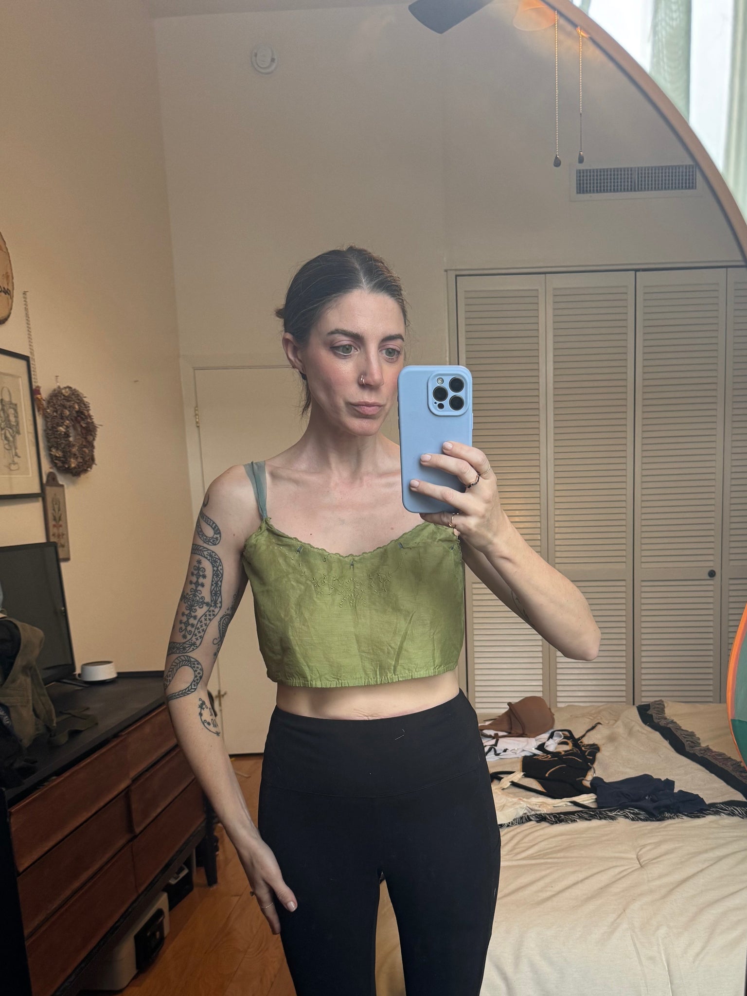 Green Edwardian Top with Ribbon Trim