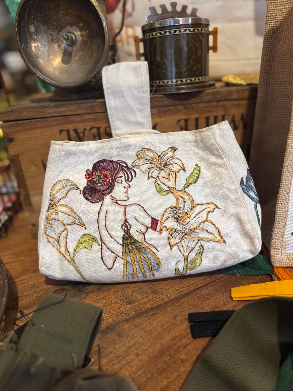 Hand Drawn Art Deco Style Antique Bag