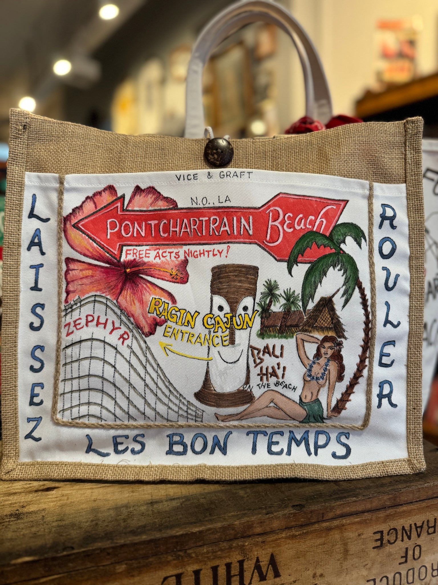 Hand Drawn Pontchartrain Beach Tote Bag