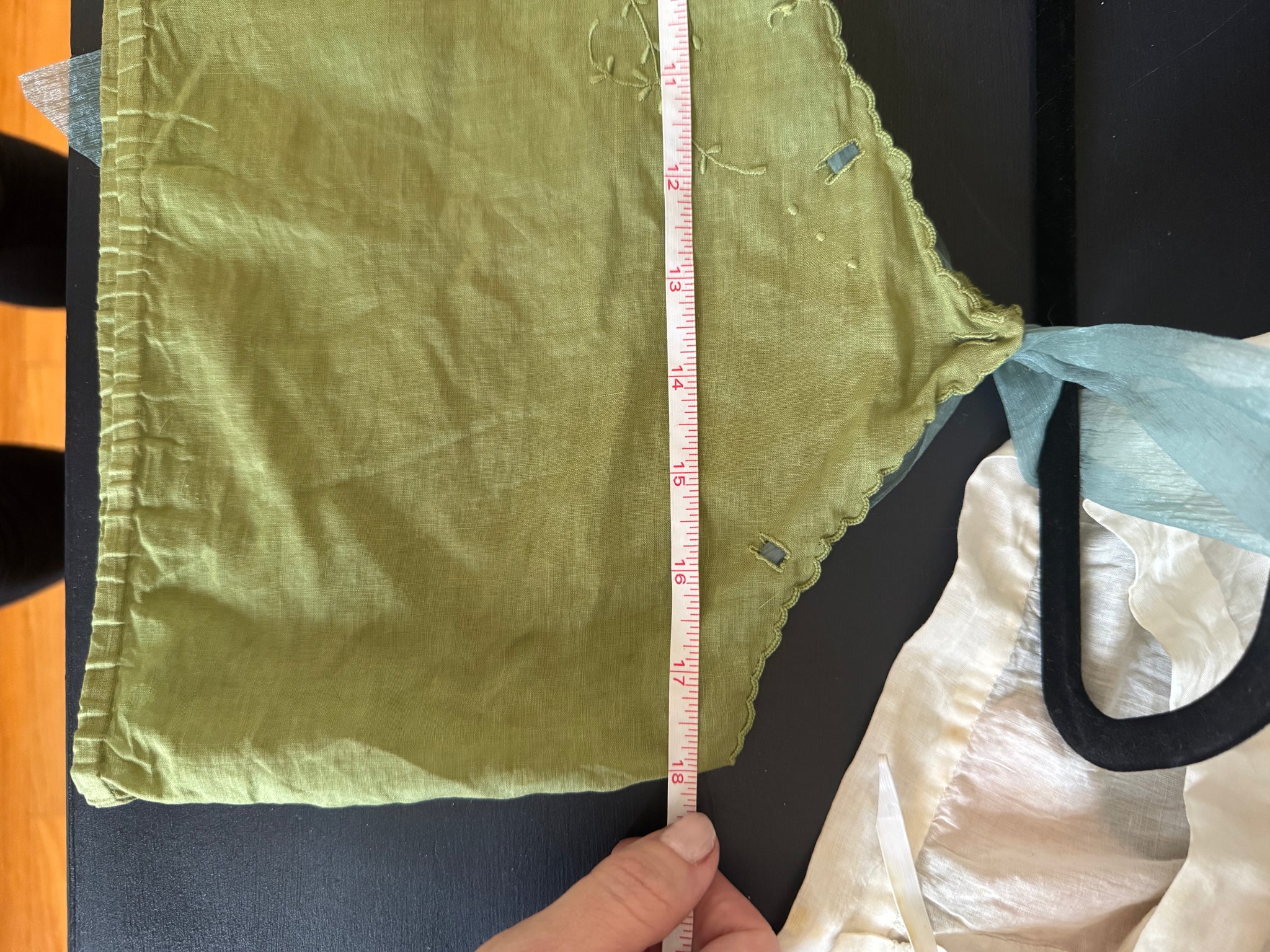 Green Edwardian Top with Ribbon Trim