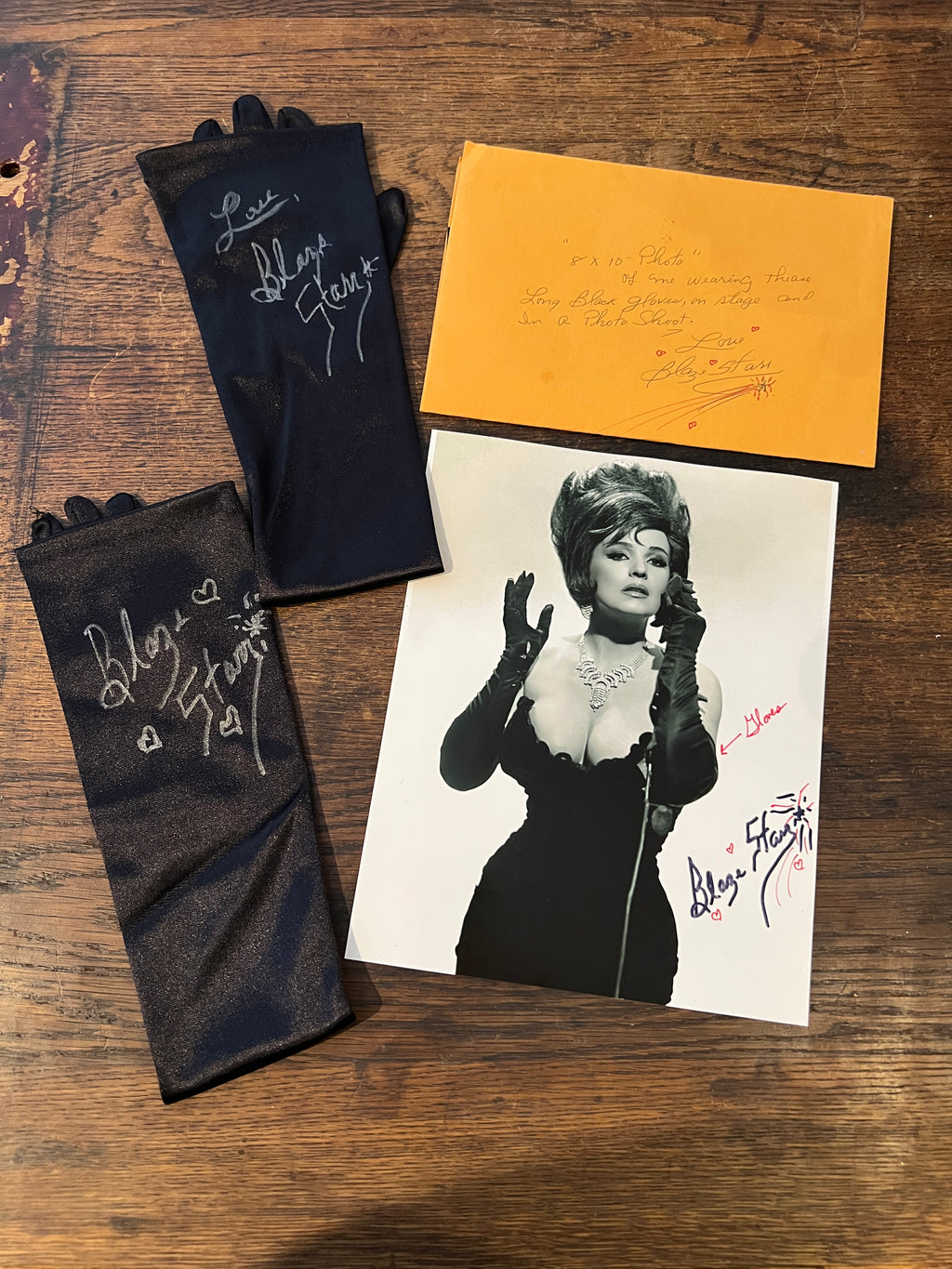 Blaze Starr worn & signed gloves