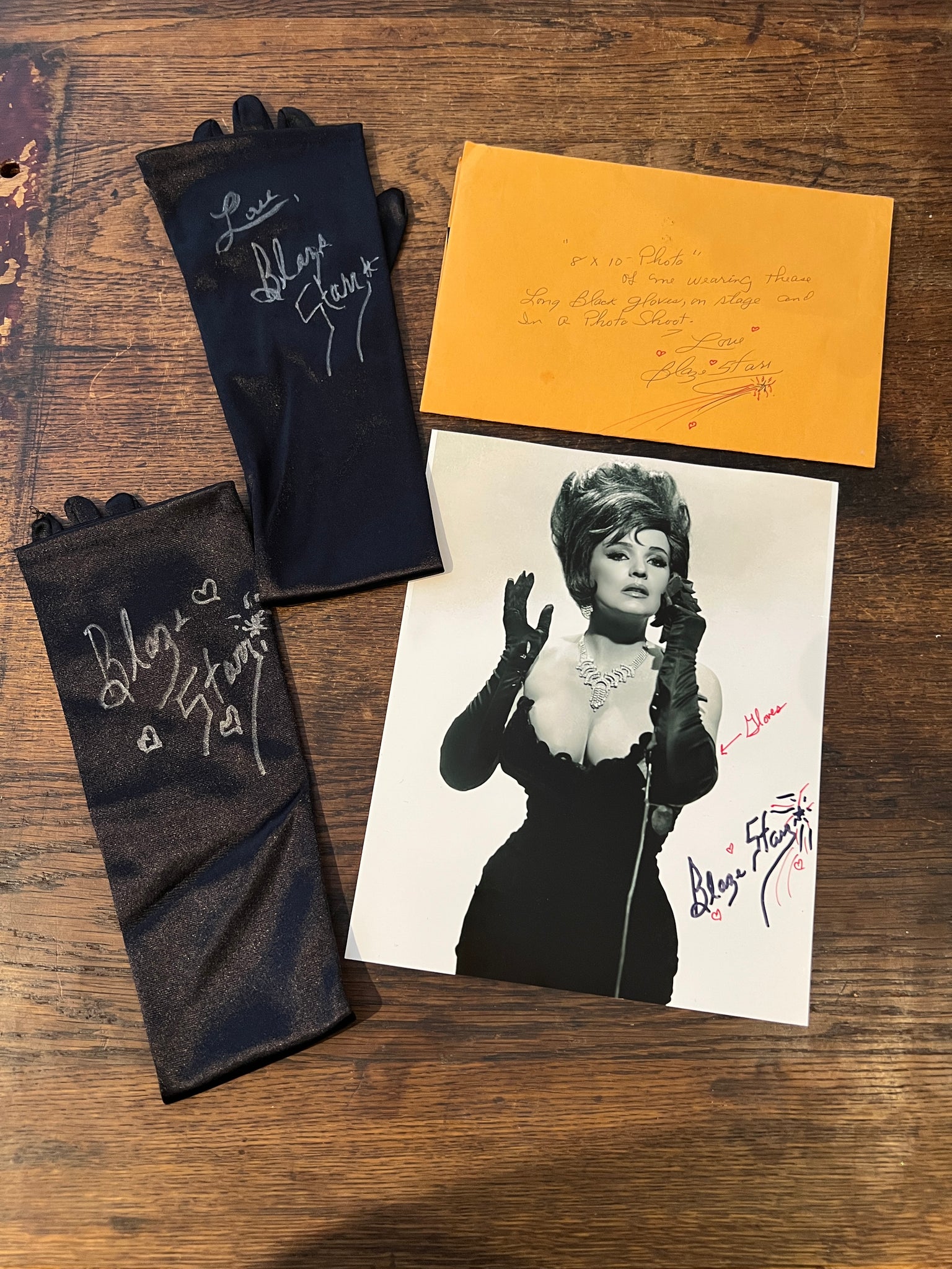 Blaze Starr worn & signed gloves