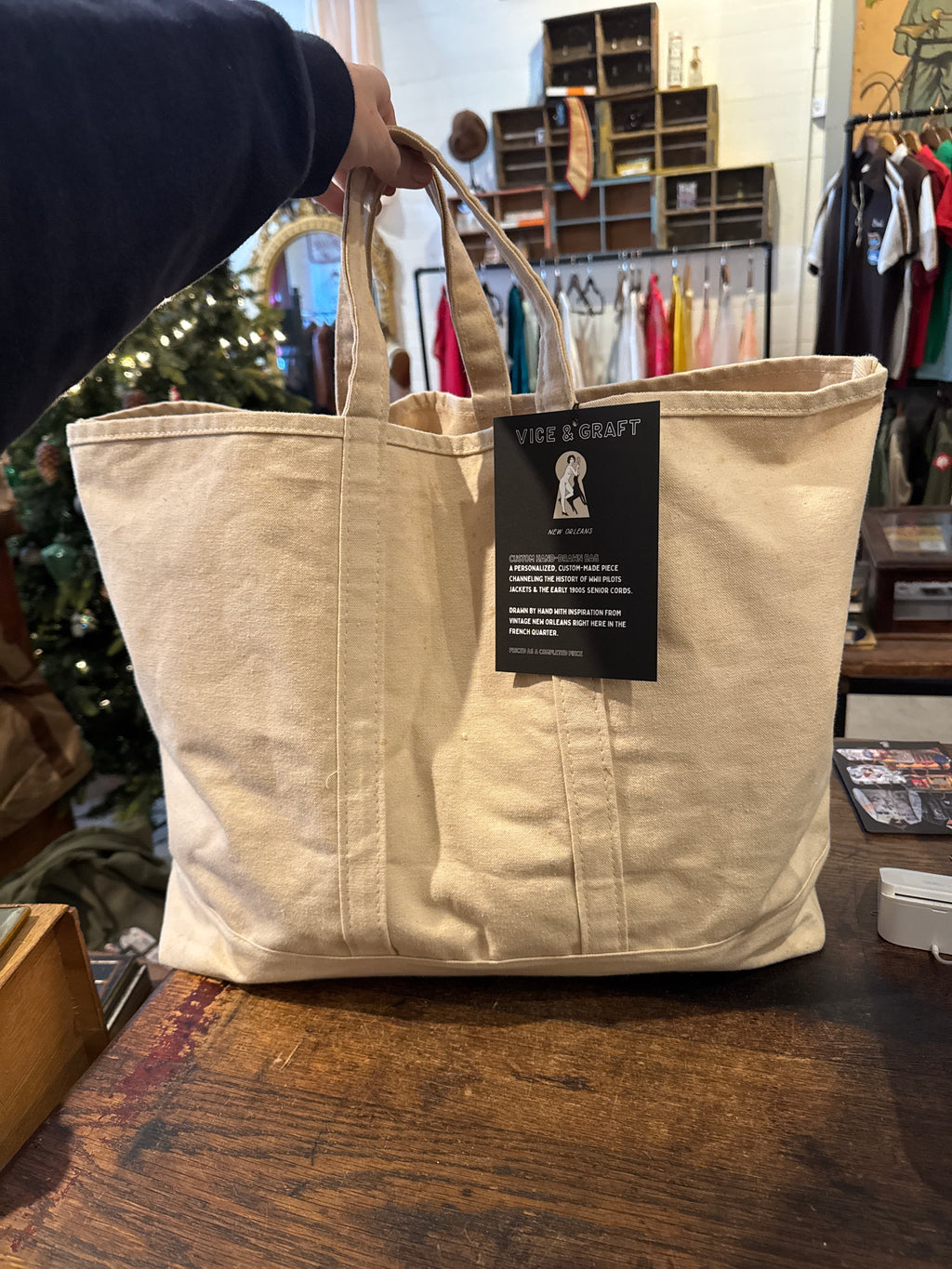 Custom Hand Drawn Bag: Vintage Coal Tote