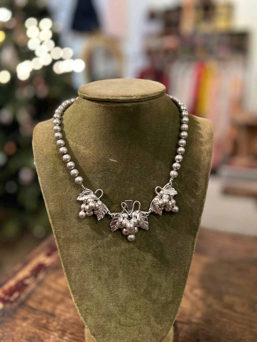 Taxco Silver Grapes Necklace