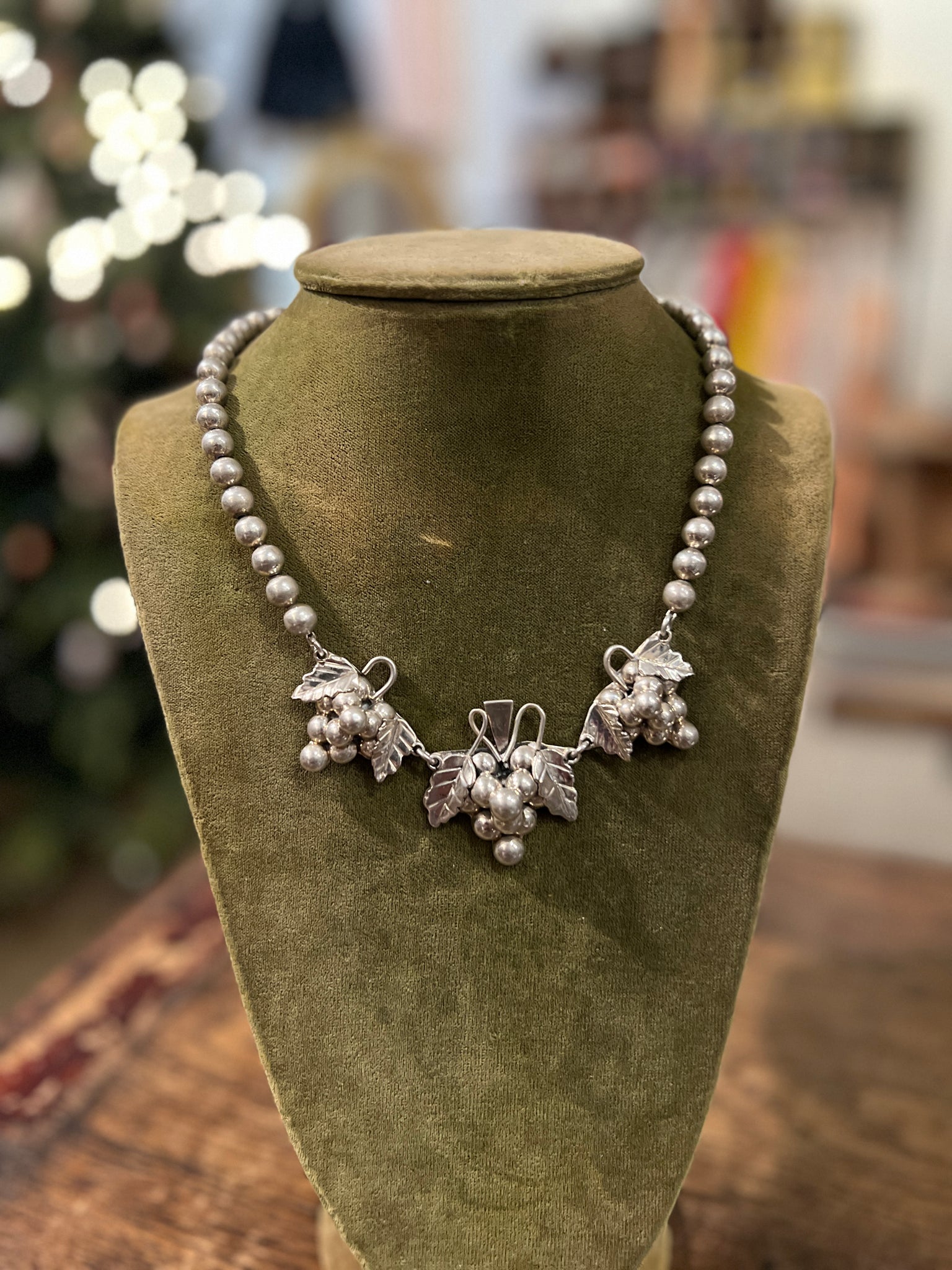 Taxco Silver Grapes Necklace