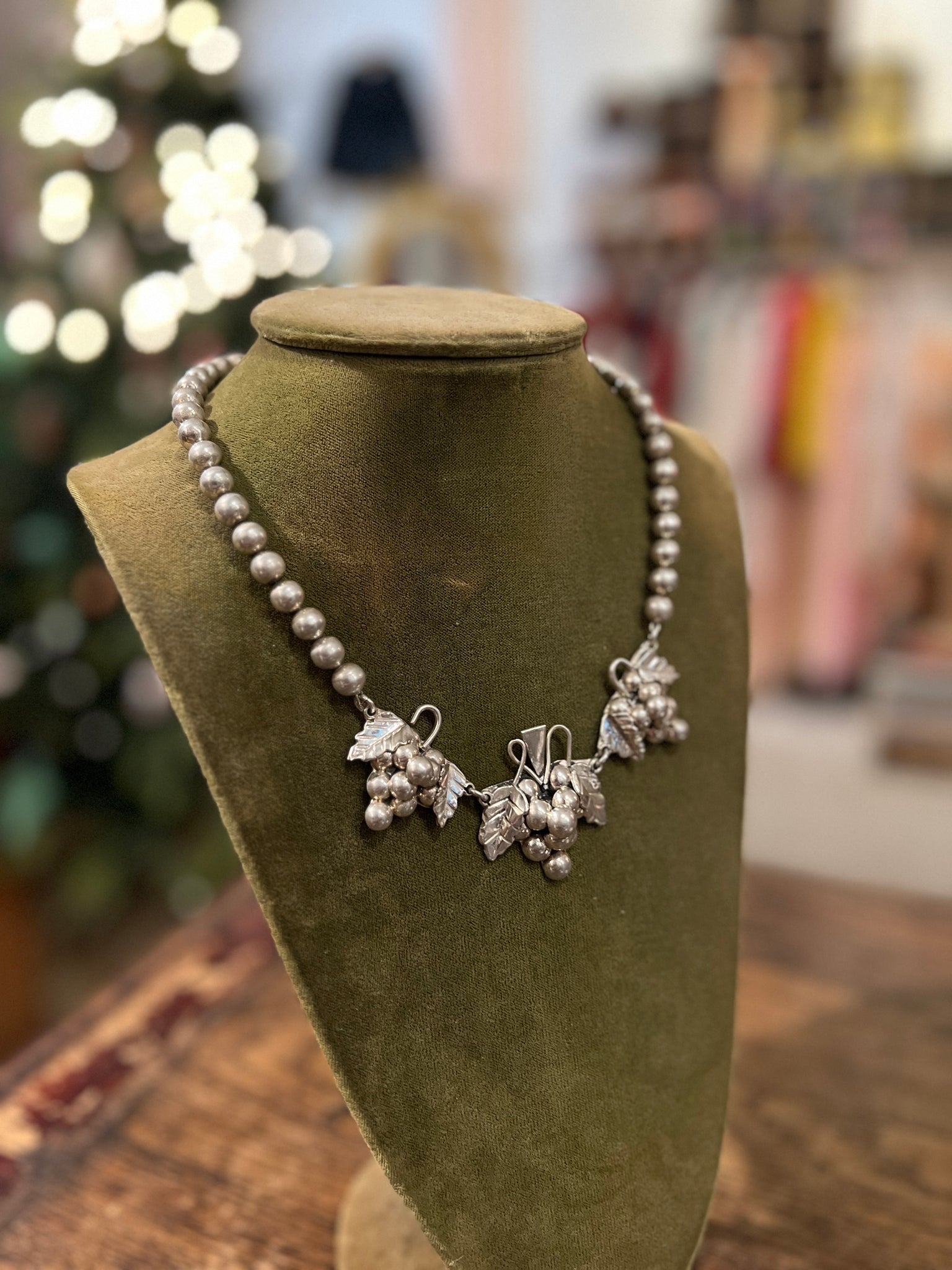 Taxco Silver Grapes Necklace