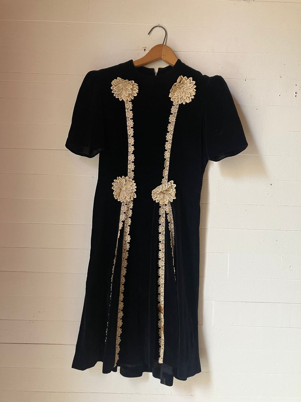 1940s Black Velvet Dress