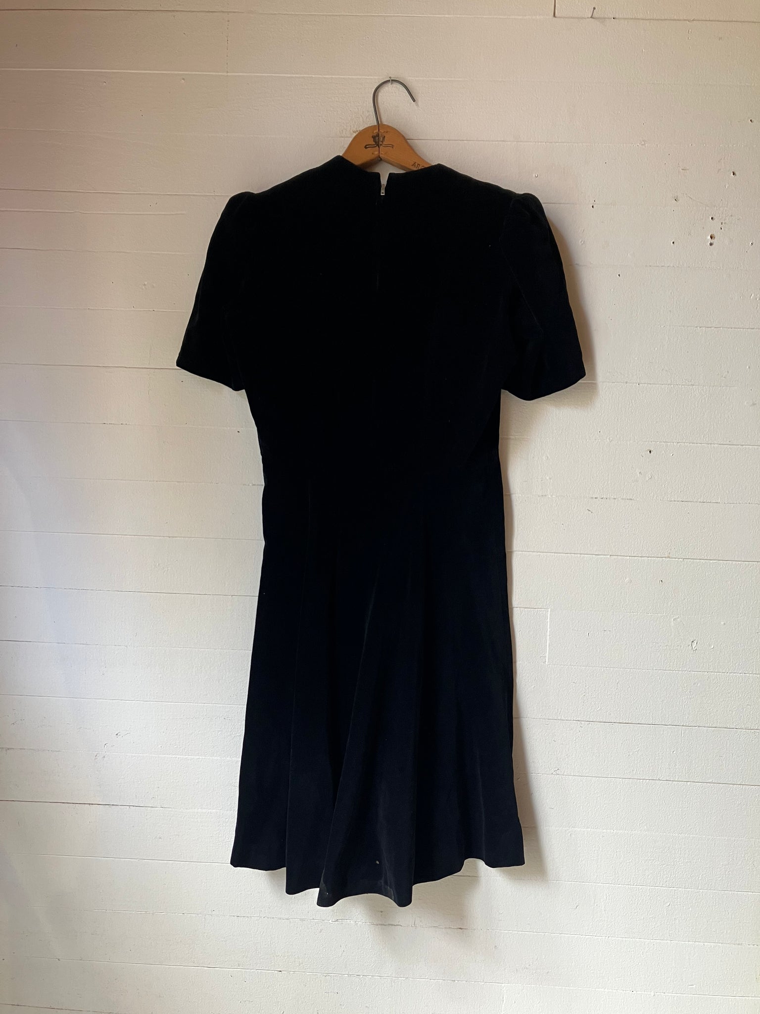 1940s Black Velvet Dress