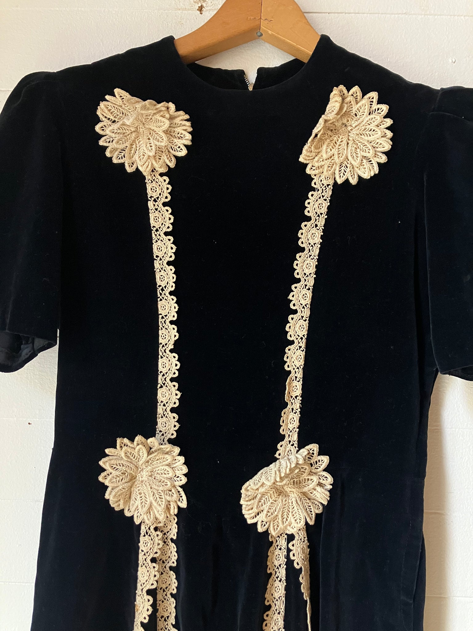 1940s Black Velvet Dress