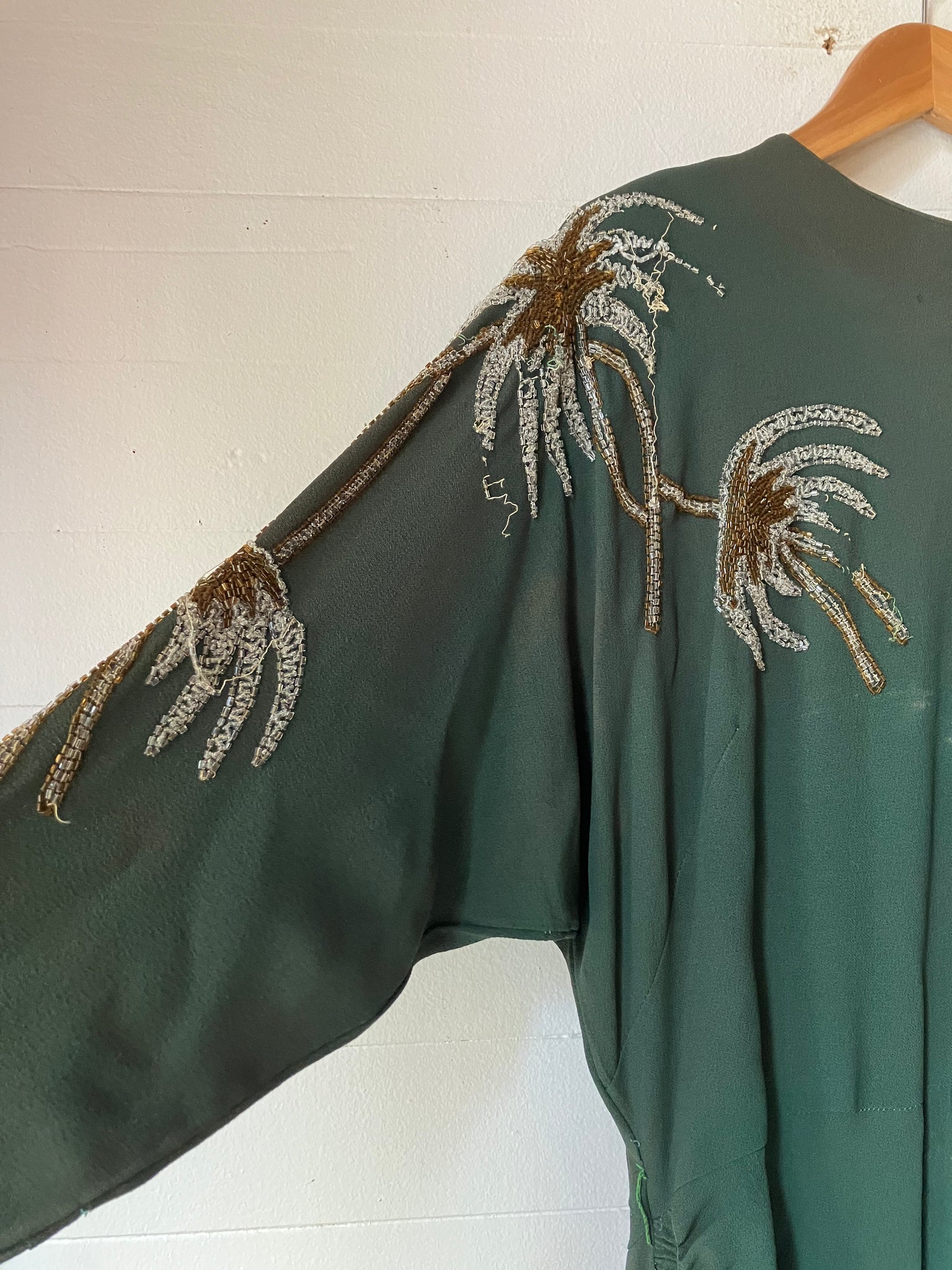 1940s Green Beaded Dress