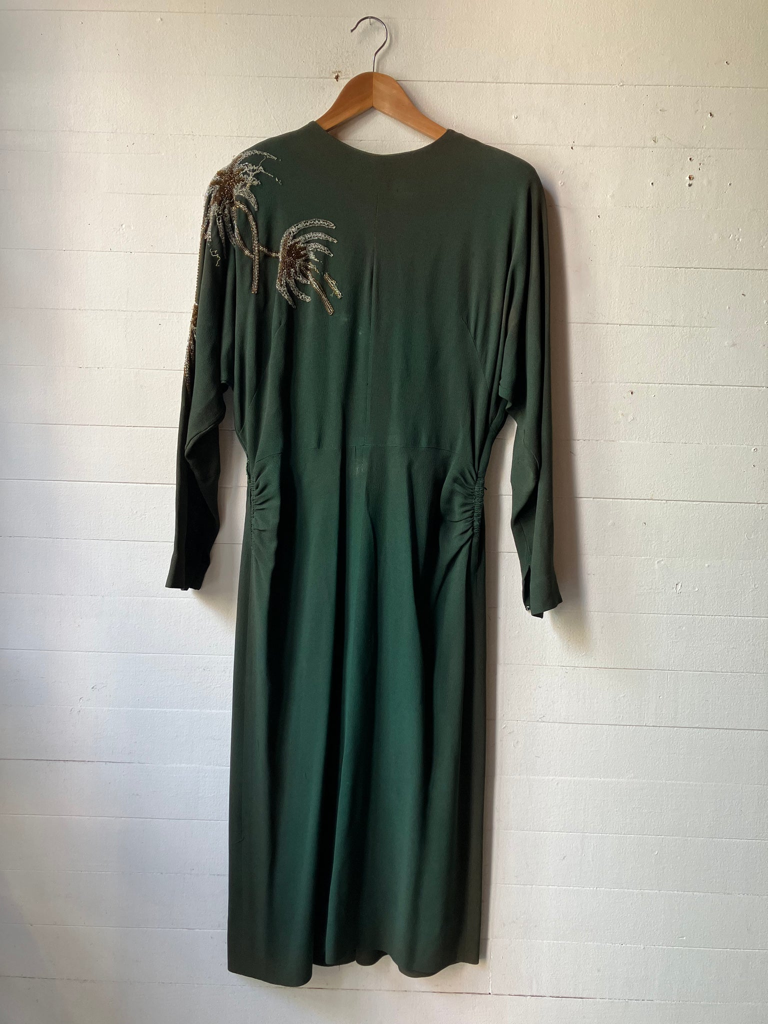 1940s Green Beaded Dress
