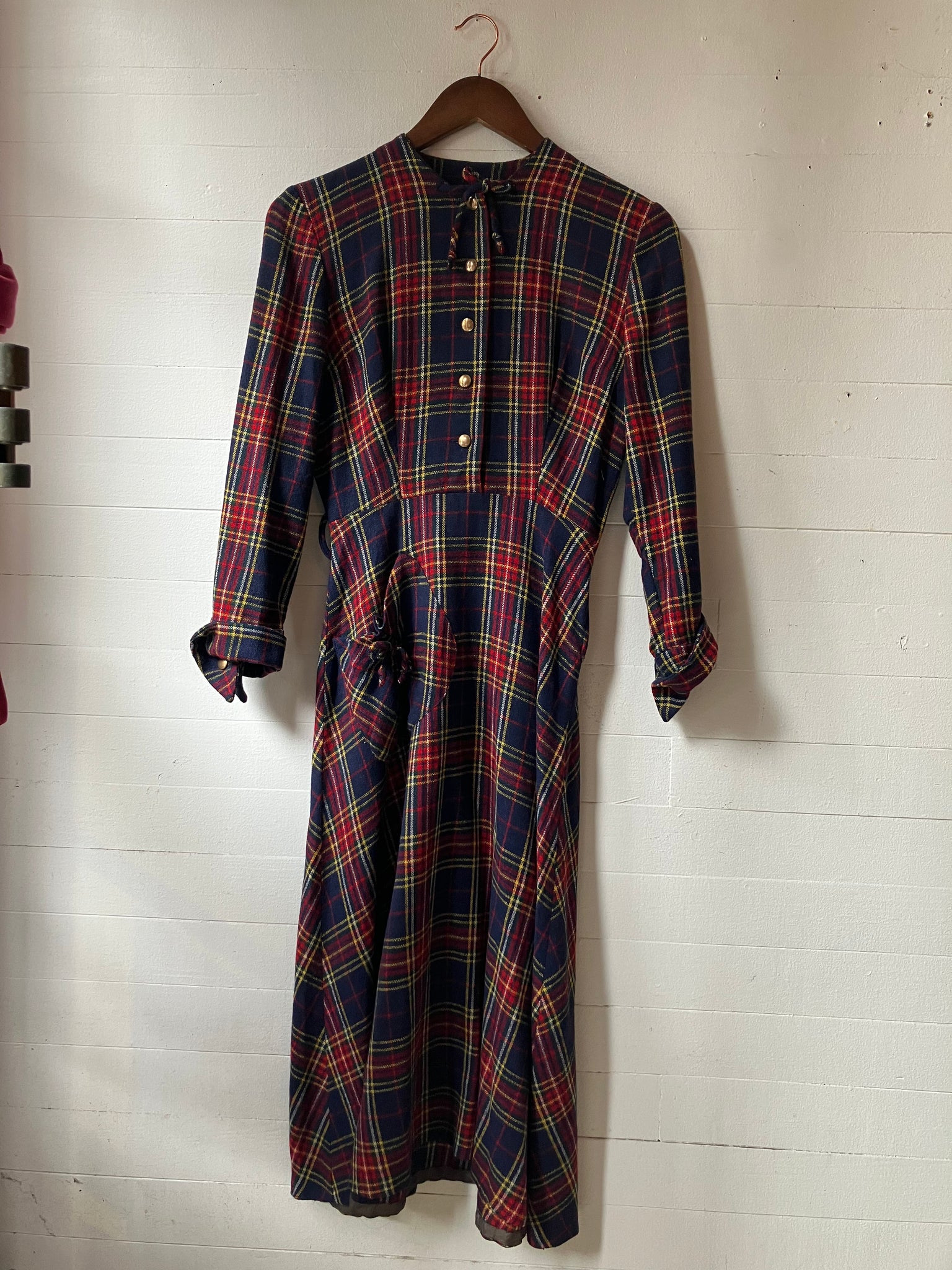 1940s Tartan Wool Dress