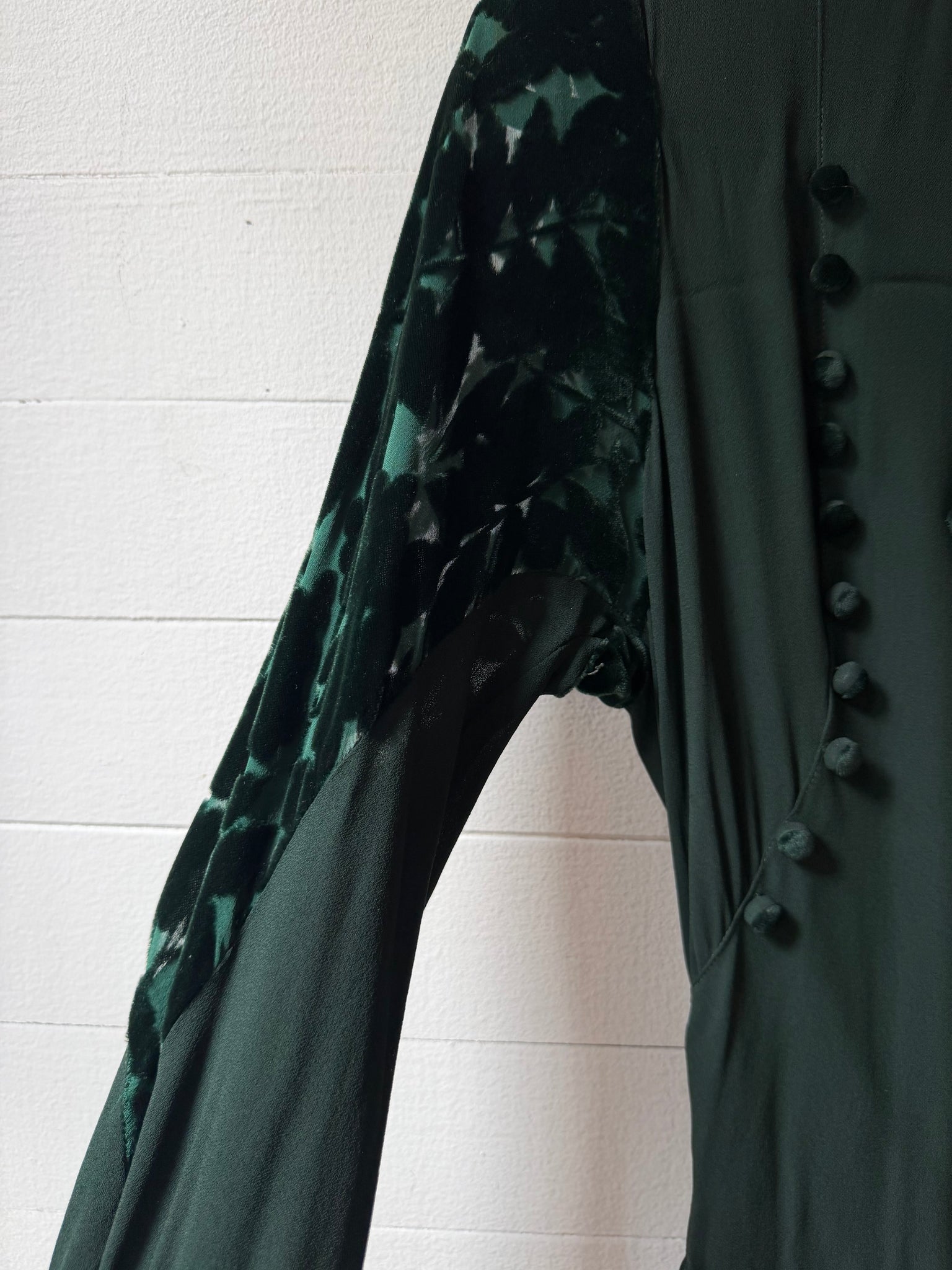 1930s Green Crepe-Chiffon Dress