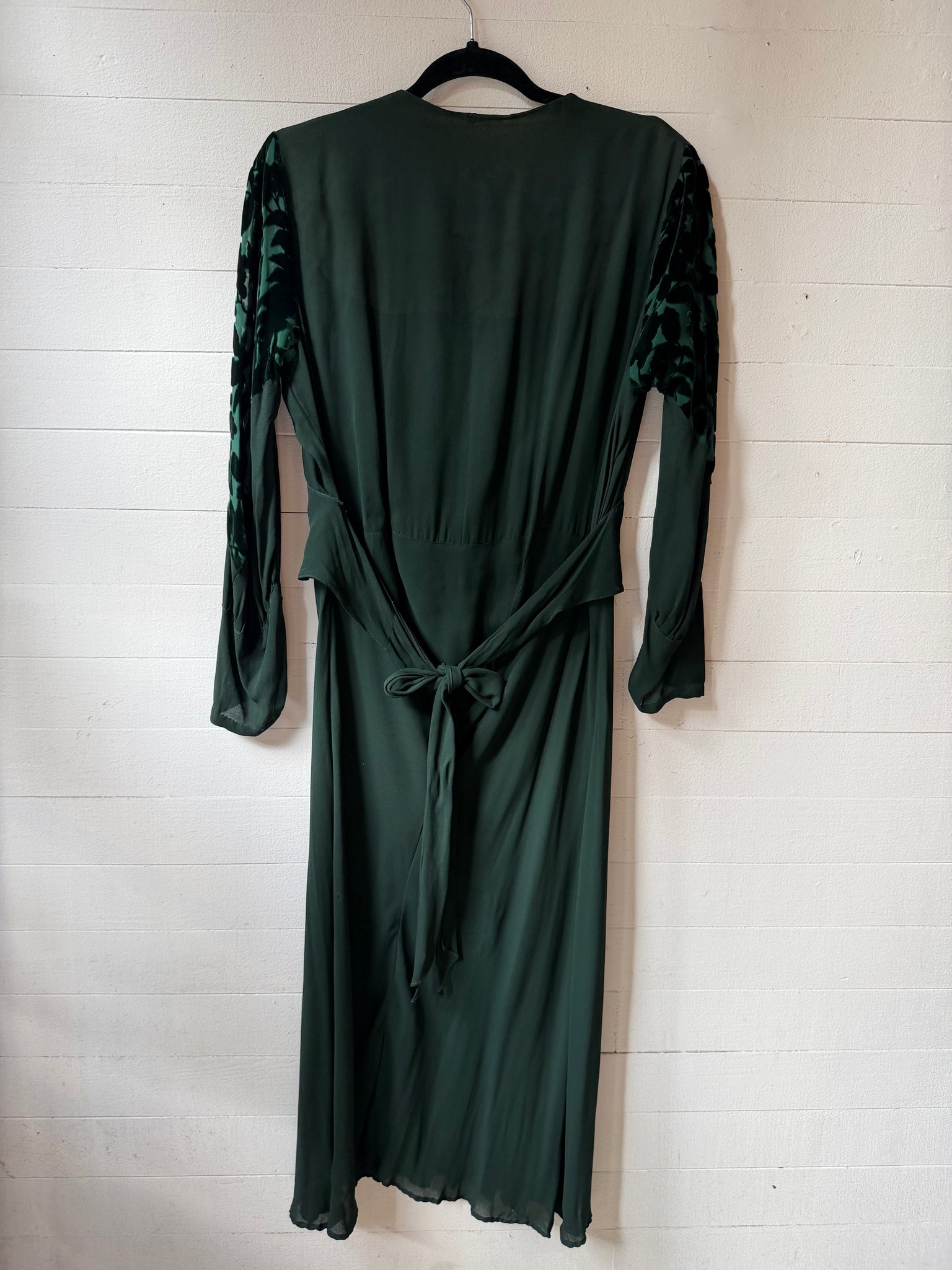 1930s Green Crepe-Chiffon Dress
