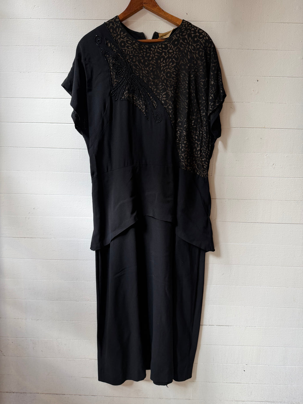 1940s Beaded Black Dress
