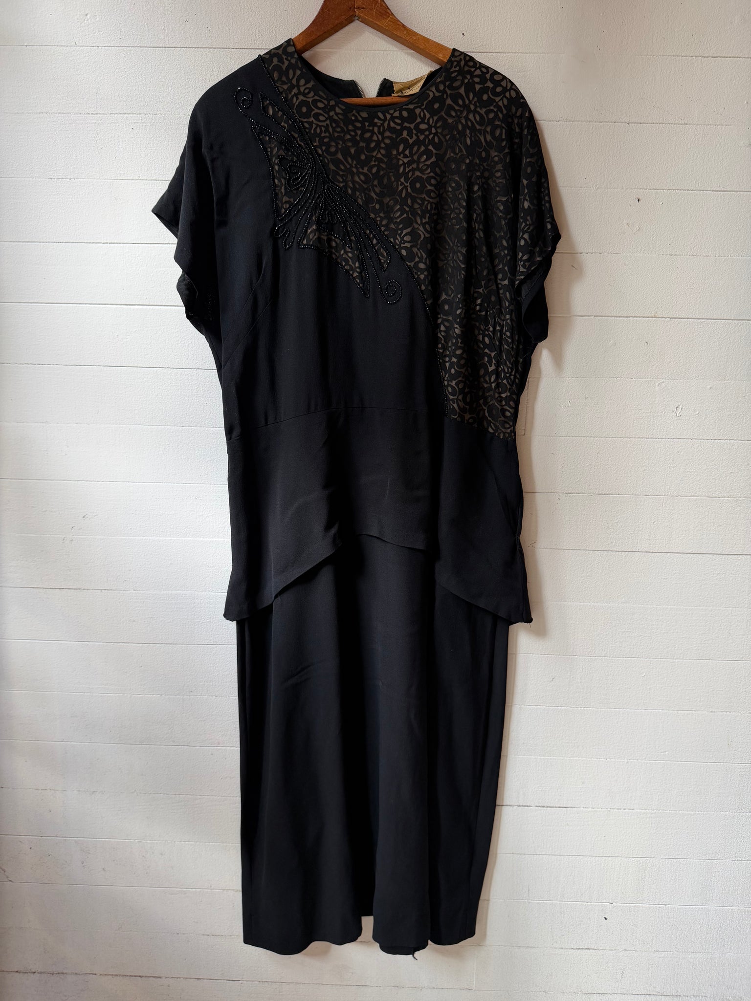 1940s Beaded Black Dress