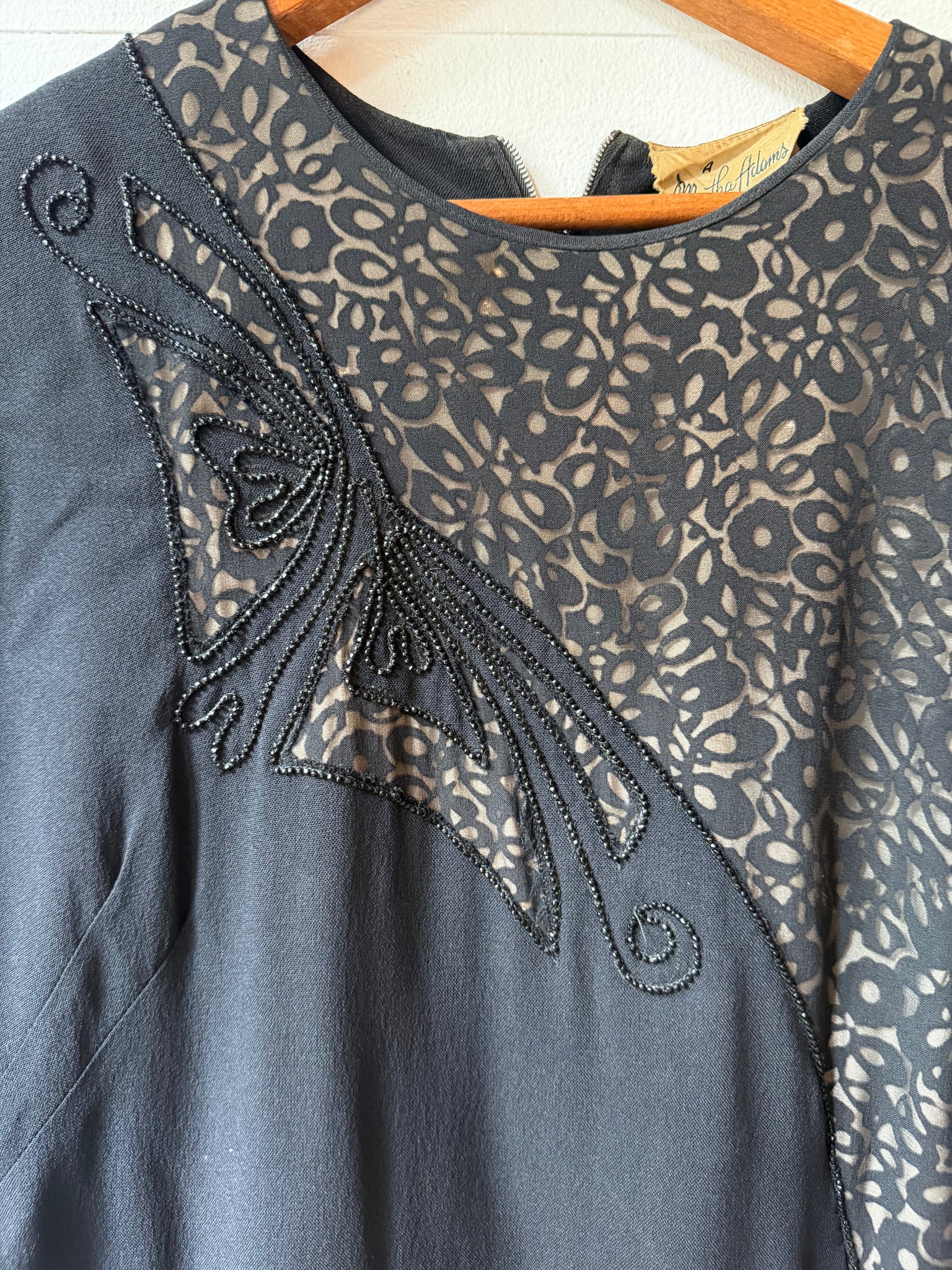 1940s Beaded Black Dress