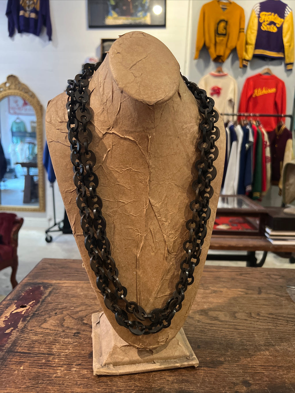 Victorian Vulcanite Necklace 62"