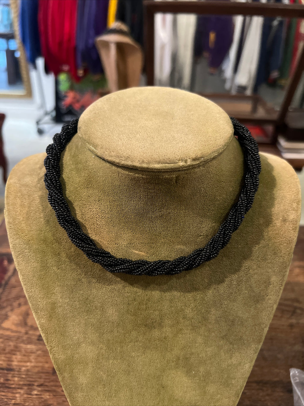 Victorian Mourning Beaded Necklace 15"