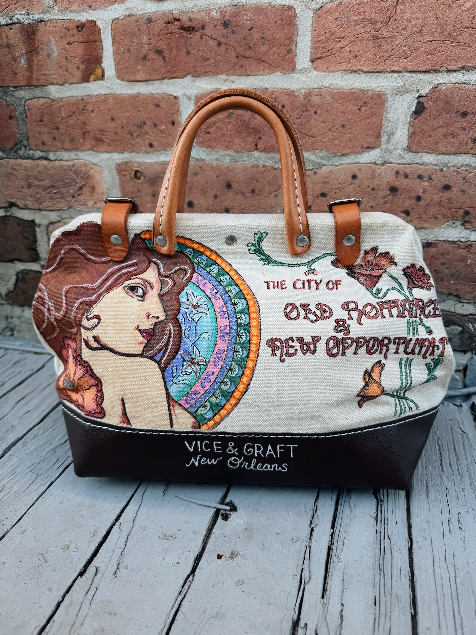 Mucha Style Hand Drawn Bag