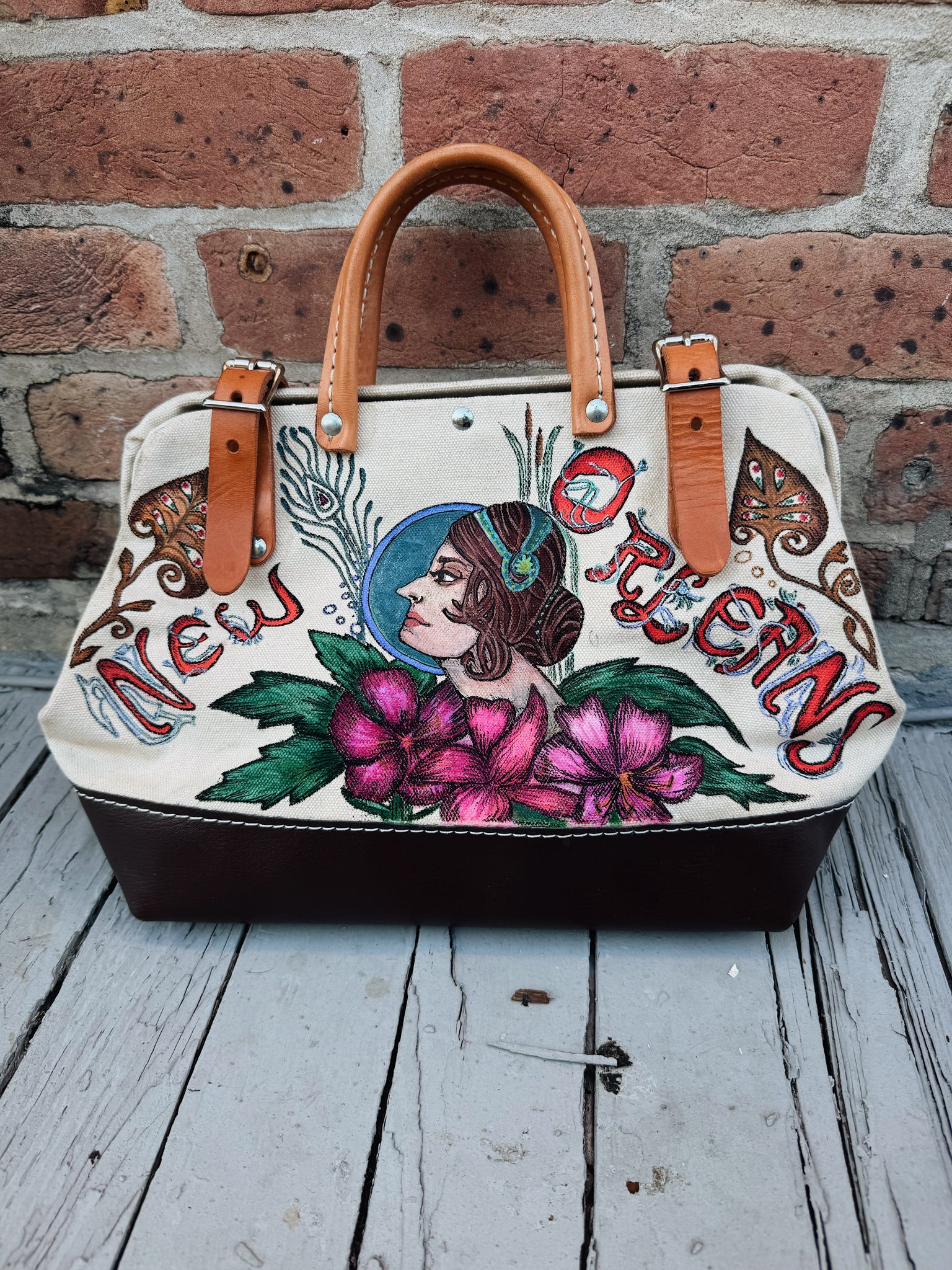 Mucha Style Hand Drawn Bag