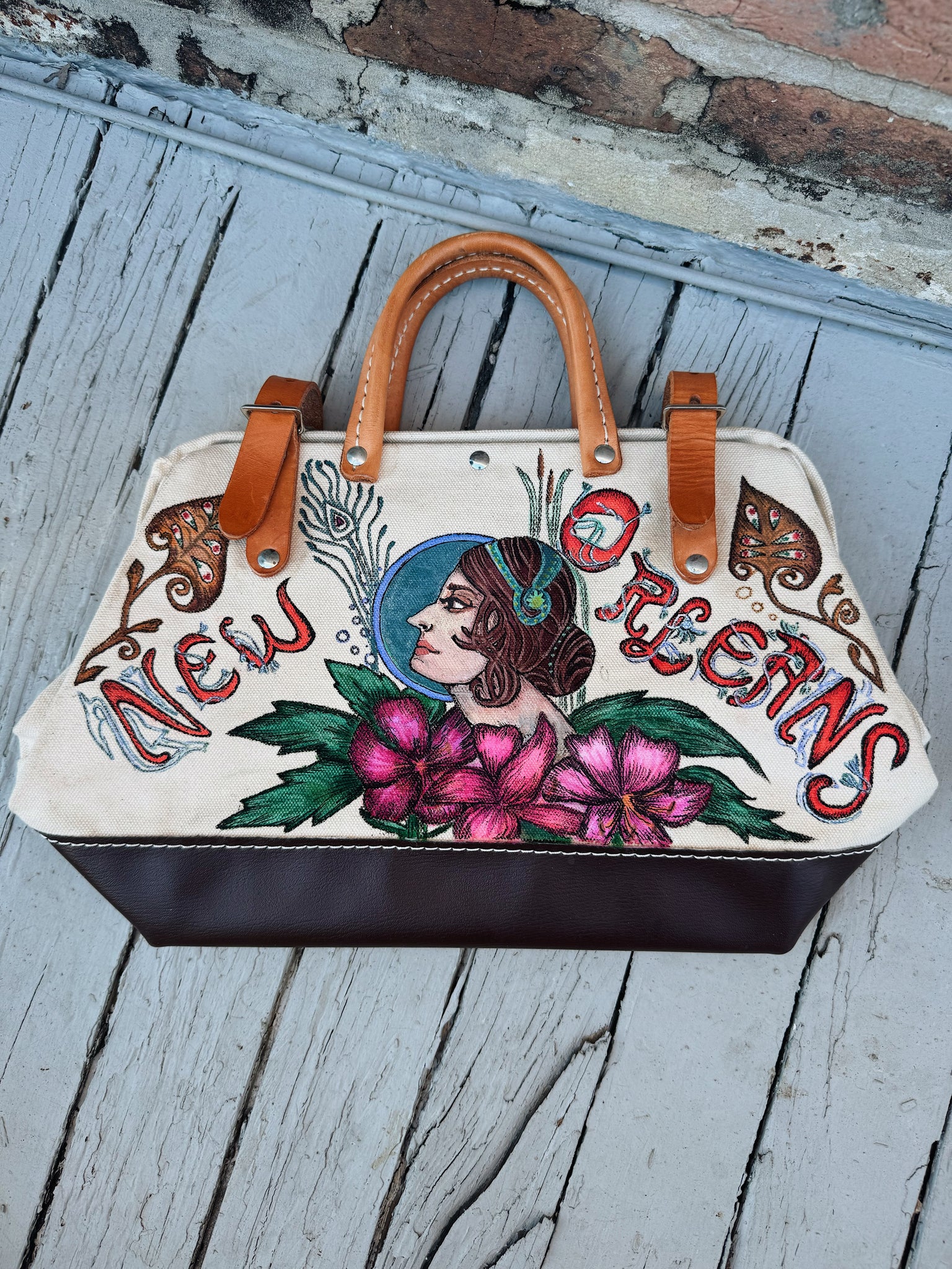 Mucha Style Hand Drawn Bag